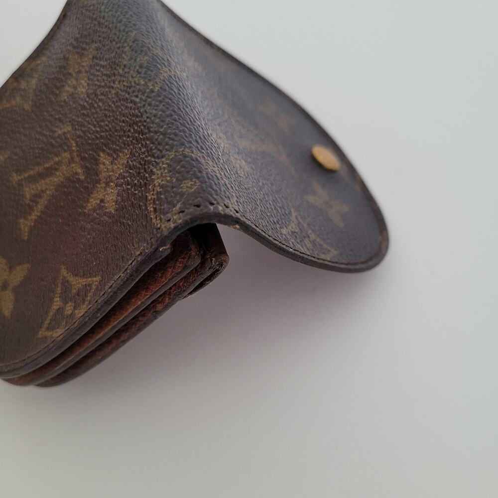 Louis Vuitton Vintage Mini Coin Holder Wallet Small Brown Horseshoe Bifold Logo - Picture 14 of 15